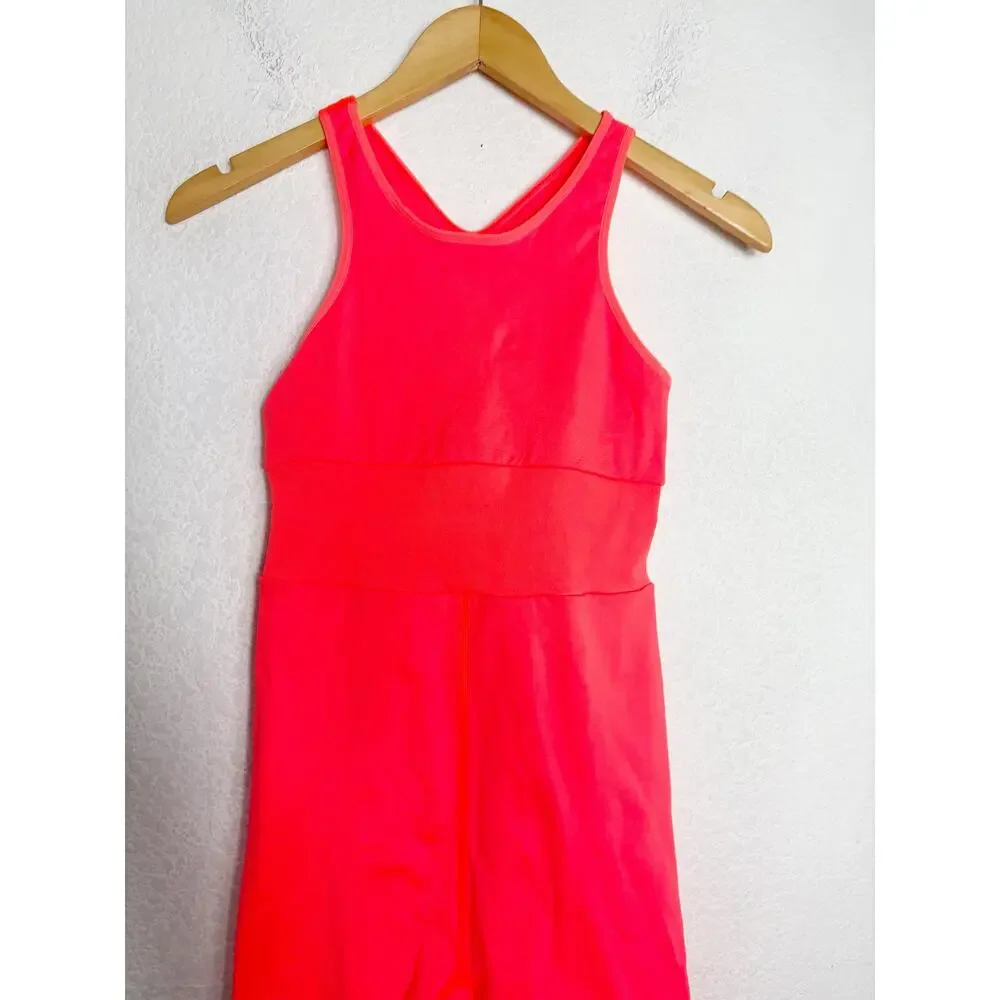 Free People FP Movement Every Single Time Runsie Size M/L Neon Coral Romper